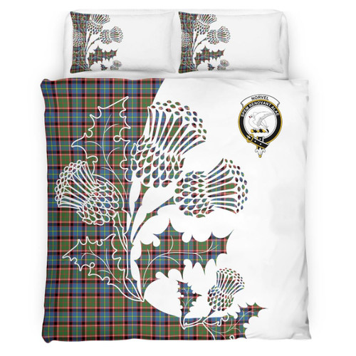 Norvel Clan Badge Thistle White Bedding Set
