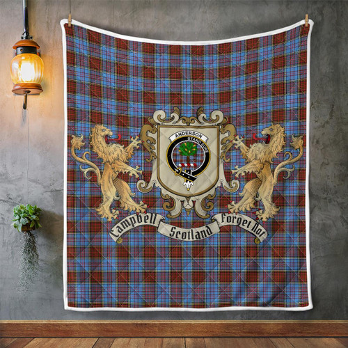Anderson Clan Badge Tartan Lion Crest Premium Quilt