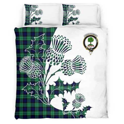 Abercrombie Clan Badge Thistle White Bedding Set