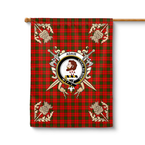 Adair Clan Badge Tartan Thistle Garden Flag