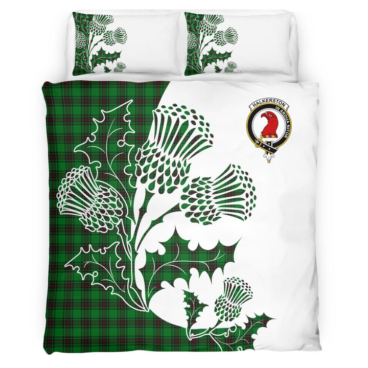 Halkerston Clan Badge Thistle White Bedding Set
