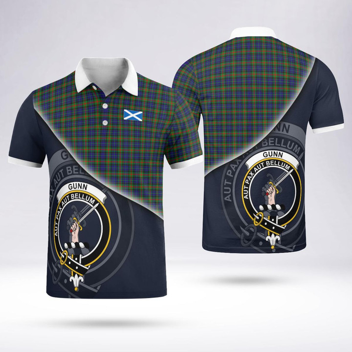 Gunn Clan Badge Tartan In Heart Polo Shirt