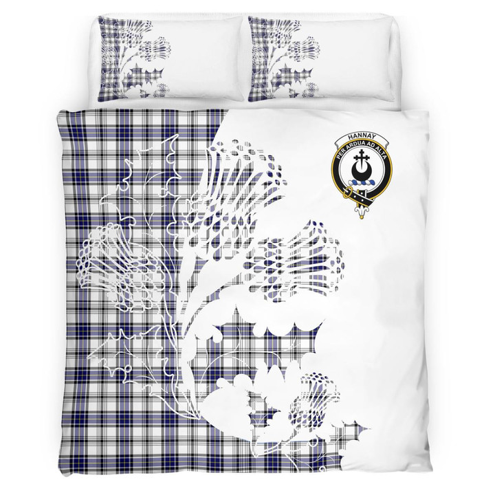 Hannay Clan Badge Thistle White Bedding Set