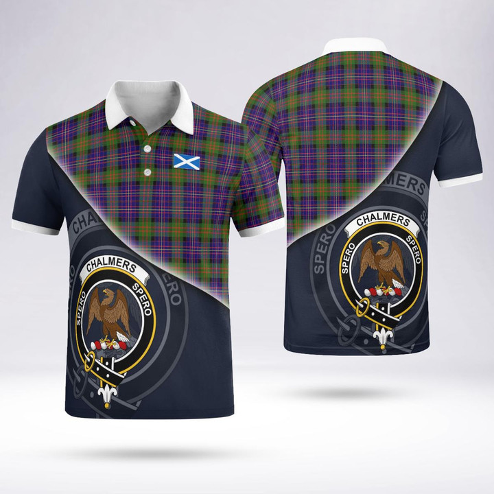 Chalmers Balnacraig Clan Badge Tartan In Heart Polo Shirt
