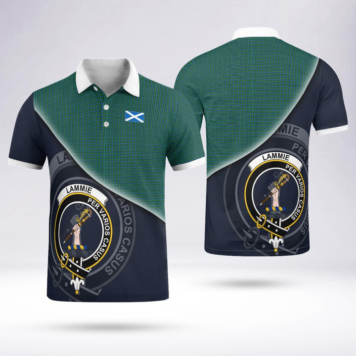 Lammie Clan Badge Tartan In Heart Polo Shirt