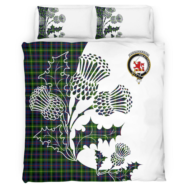 Farquharson Clan Badge Thistle White Bedding Set