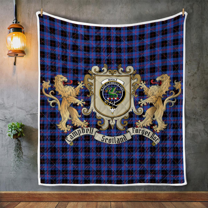 Maule Clan Badge Tartan Lion Crest Premium Quilt