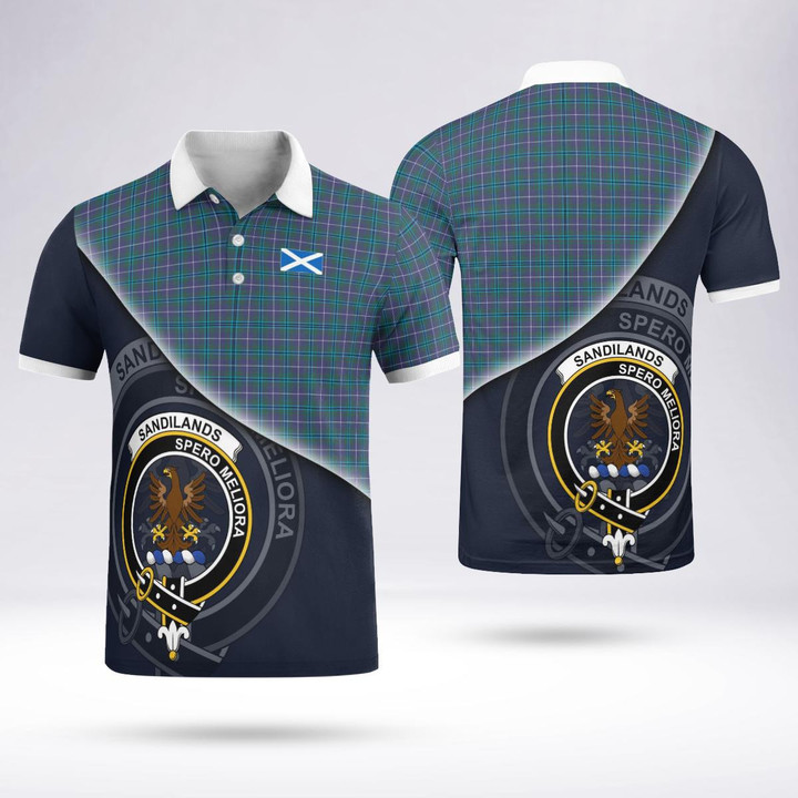 Sandilands Clan Badge Tartan In Heart Polo Shirt