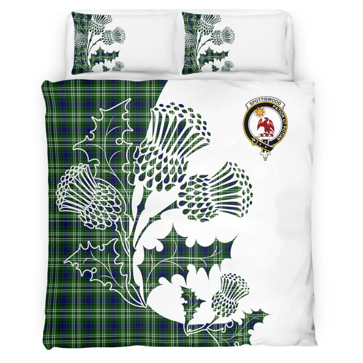 Spottiswood Clan Badge Thistle White Bedding Set