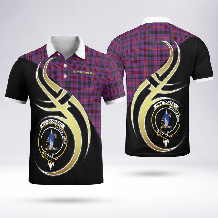 Montgomery Celtic Clan Badge Tartan Polo Shirt