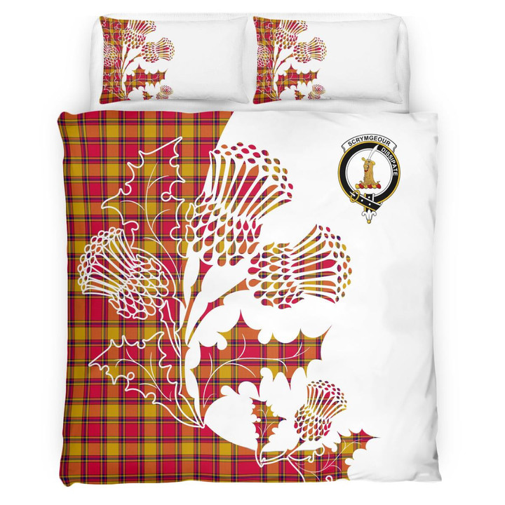 Scrymgeour Clan Badge Thistle White Bedding Set