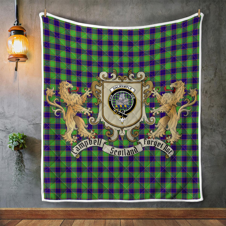 Dalrymple Clan Badge Tartan Lion Crest Premium Quilt