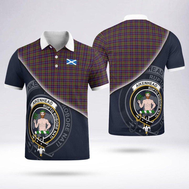 Aikenhead Clan Badge Tartan In Heart Polo Shirt