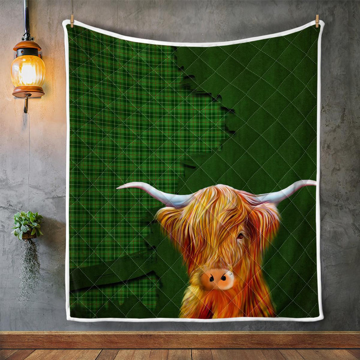 Blane Tartan Highland Cow Quilt