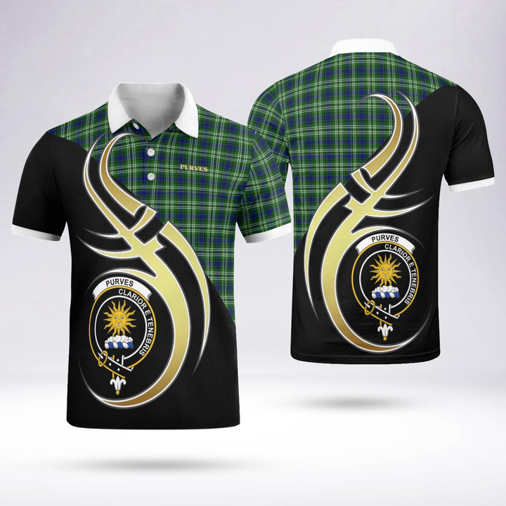 Purves Celtic Clan Badge Tartan Polo Shirt
