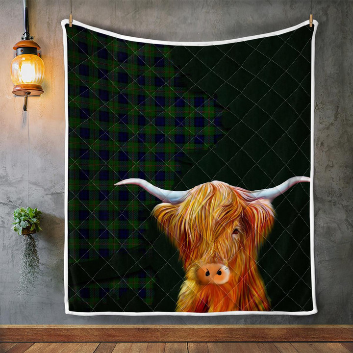 Dundas Tartan Highland Cow Quilt