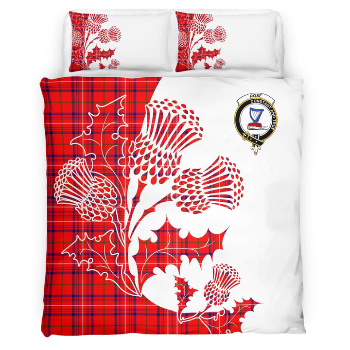 Rose Clan Badge Thistle White Bedding Set