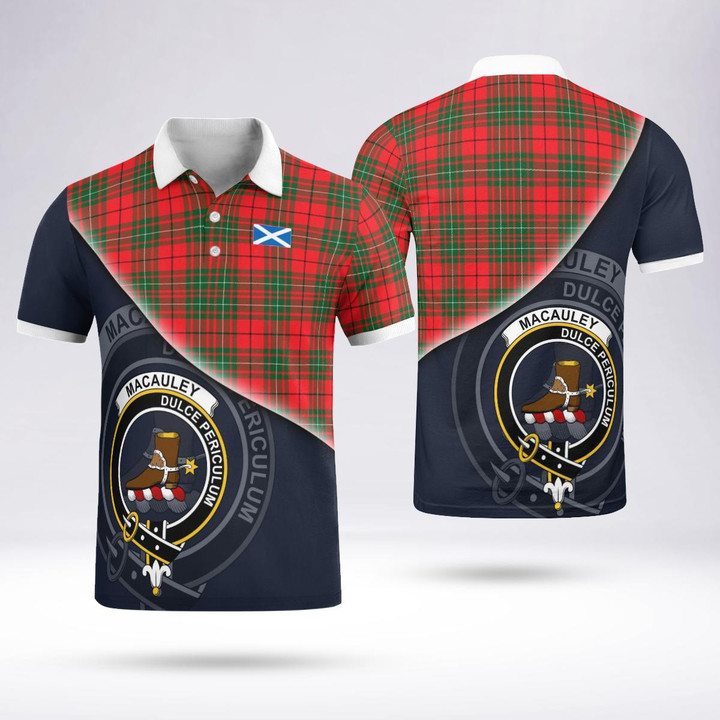 Macauley Clan Badge Tartan In Heart Polo Shirt