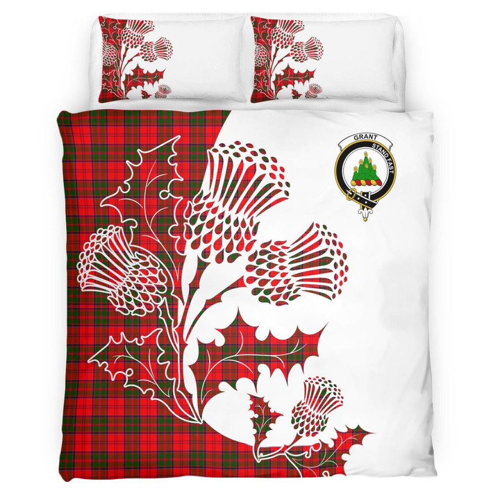 Grant Clan Badge Thistle White Bedding Set