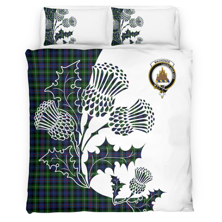 Mackenzie Clan Badge Thistle White Bedding Set