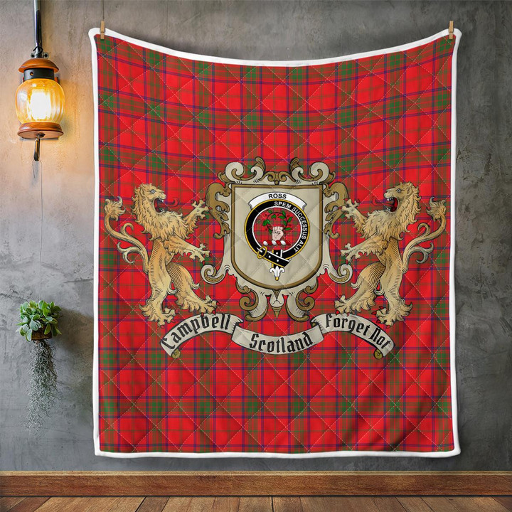 Ross Clan Badge Tartan Lion Crest Premium Quilt