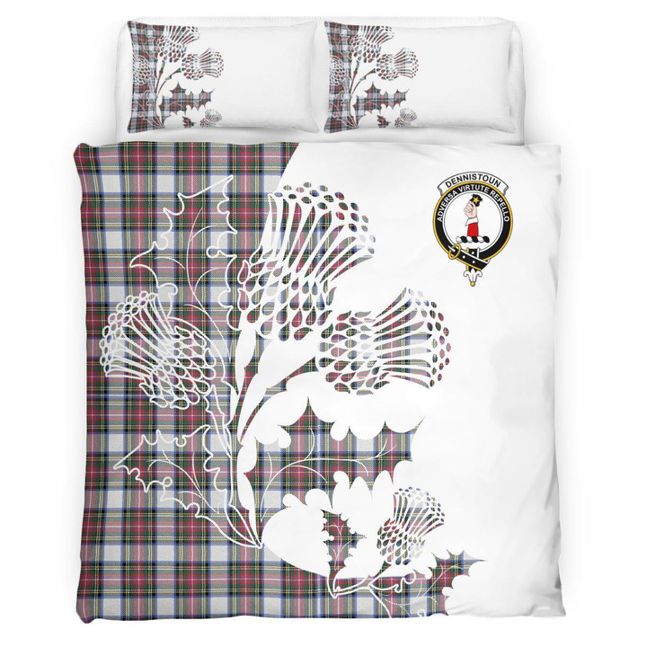 Dennistoun Clan Badge Thistle White Bedding Set