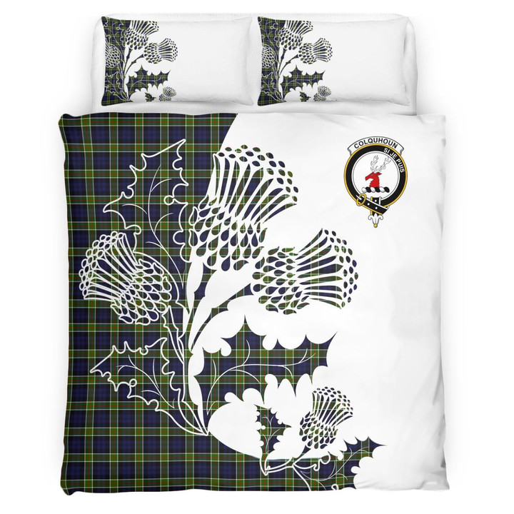 Colquhoun Clan Badge Thistle White Bedding Set