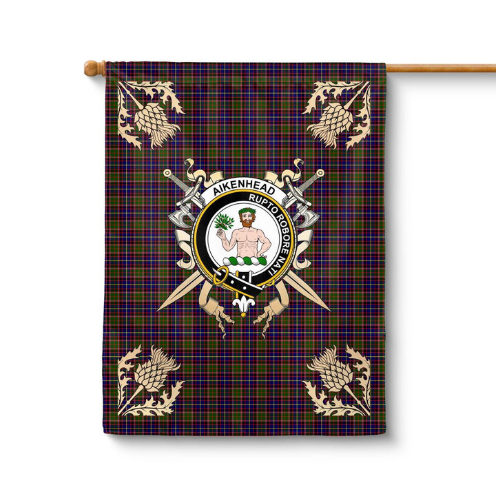 Aikenhead Clan Badge Tartan Thistle Garden Flag