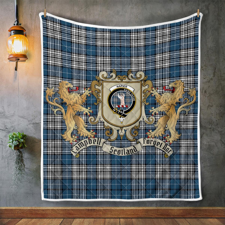Napier Clan Badge Tartan Lion Crest Premium Quilt