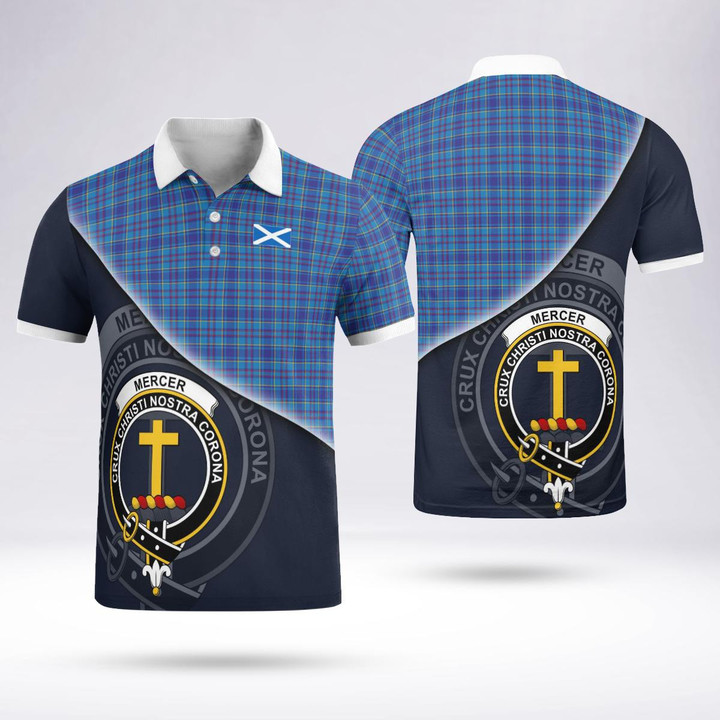 Mercer Clan Badge Tartan In Heart Polo Shirt