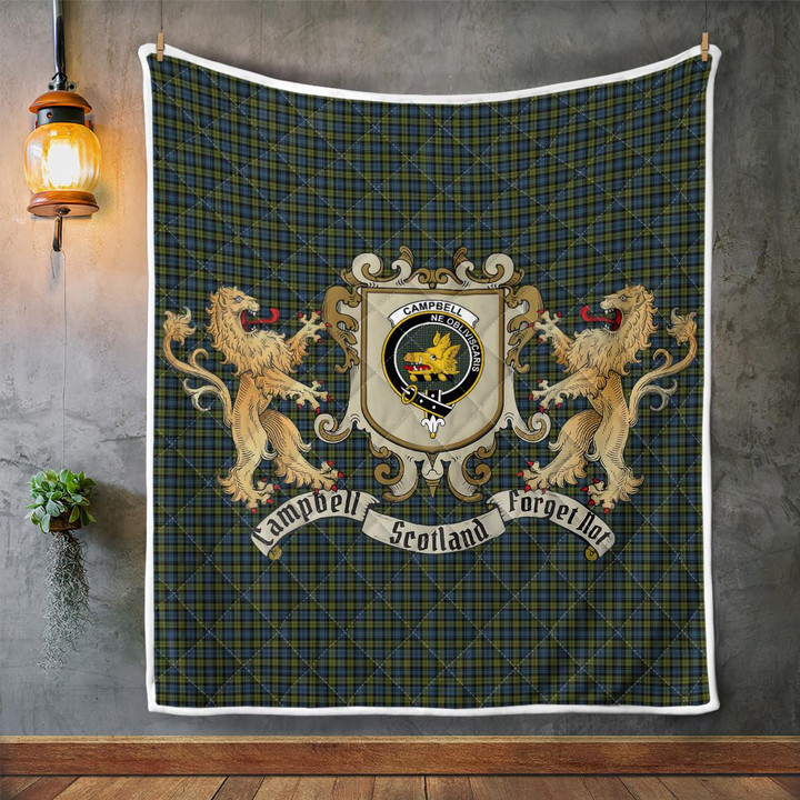 Campbell Clan Badge Tartan Lion Crest Premium Quilt