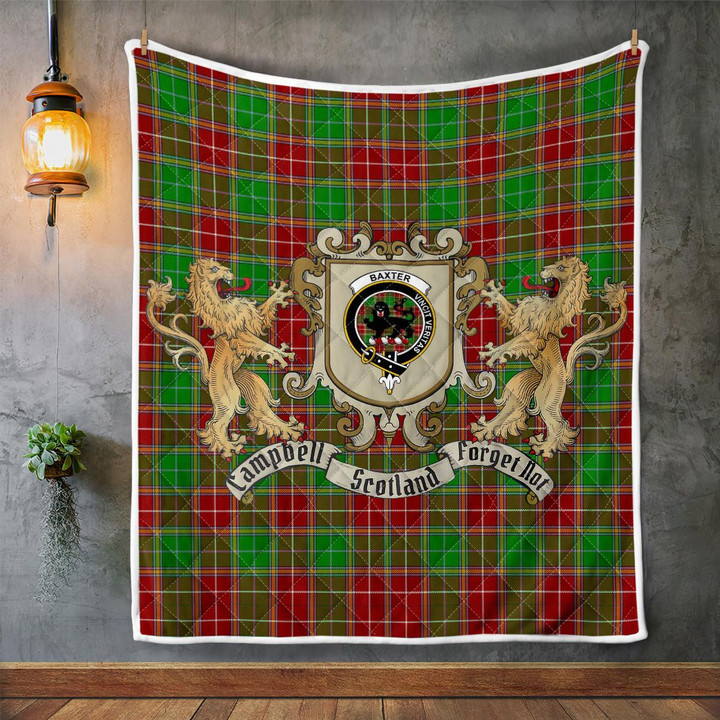 Baxter Clan Badge Tartan Lion Crest Premium Quilt