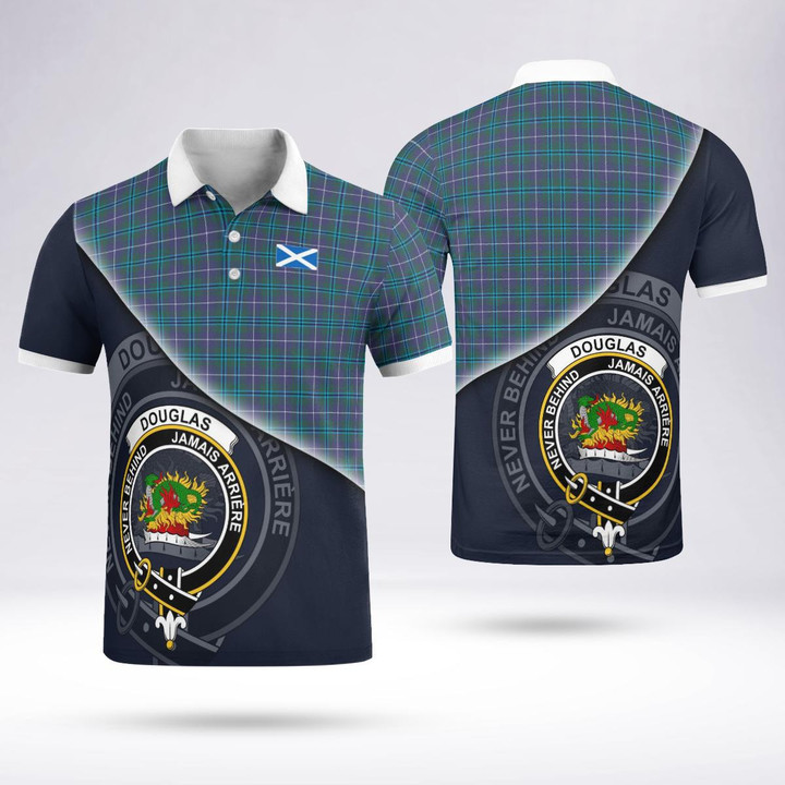 Douglas Clan Badge Tartan In Heart Polo Shirt