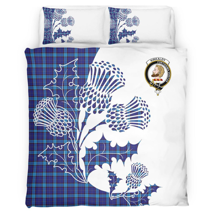 Kirkaldy Clan Badge Thistle White Bedding Set