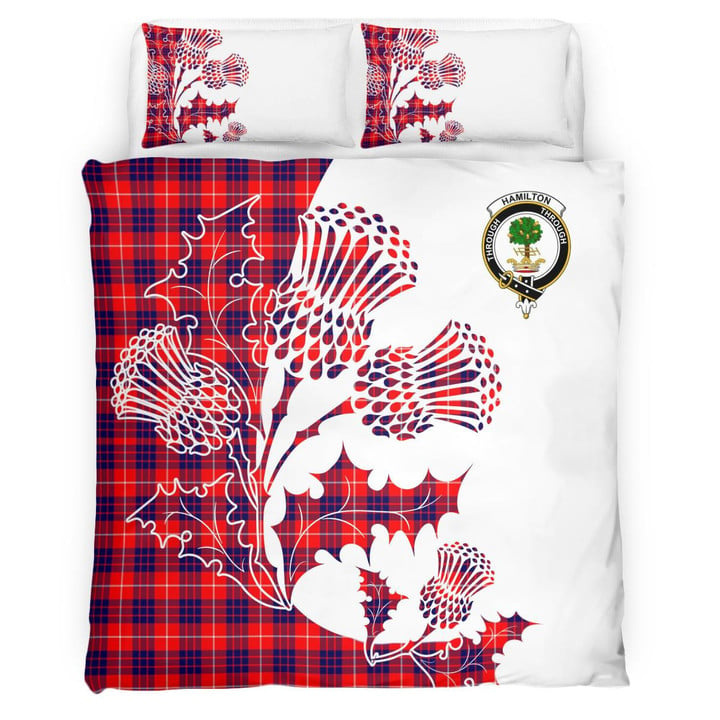 Hamilton Clan Badge Thistle White Bedding Set