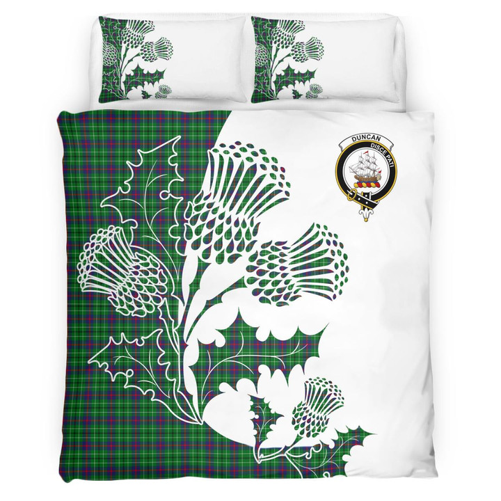 Duncan Clan Badge Thistle White Bedding Set