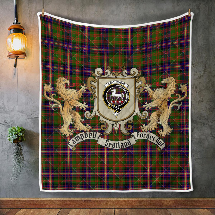 Cochrane Clan Badge Tartan Lion Crest Premium Quilt
