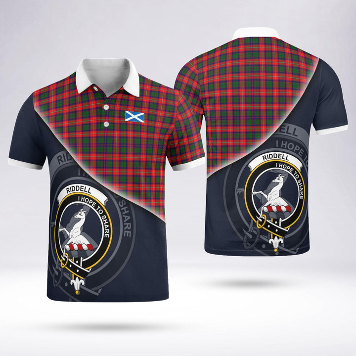 Riddell Clan Badge Tartan In Heart Polo Shirt