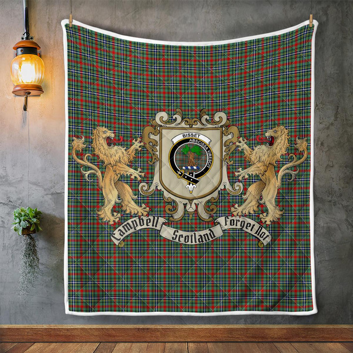Bisset Clan Badge Tartan Lion Crest Premium Quilt