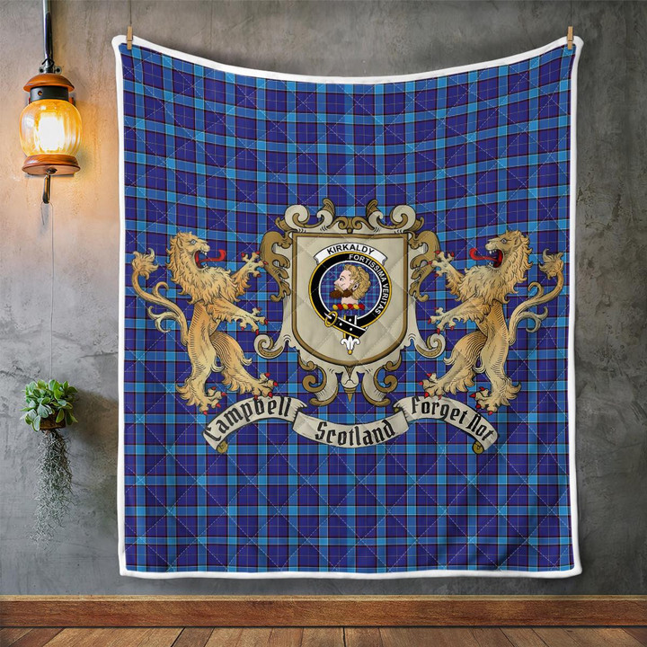 Kirkaldy Clan Badge Tartan Lion Crest Premium Quilt