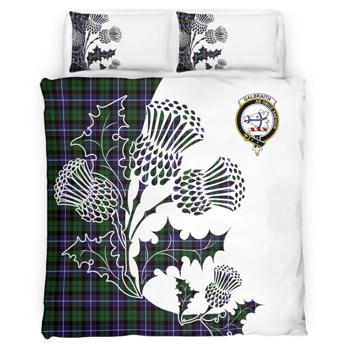 Galbraith Clan Badge Thistle White Bedding Set