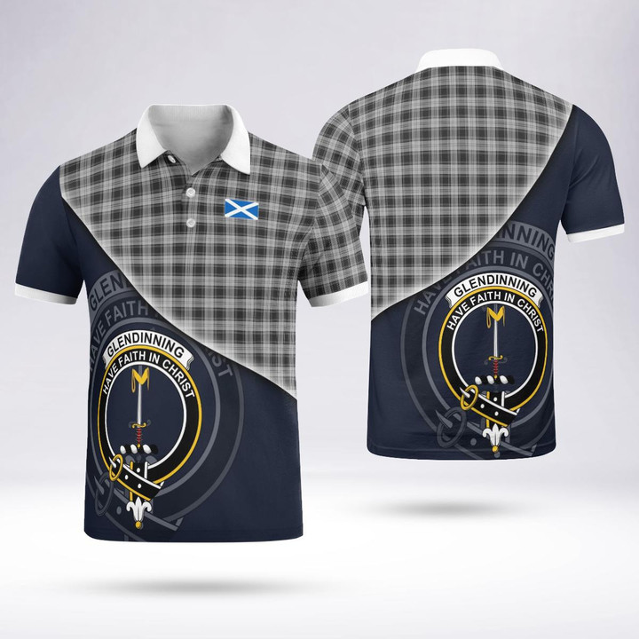Glendinning Clan Badge Tartan In Heart Polo Shirt