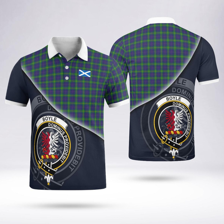 Boyle Clan Badge Tartan In Heart Polo Shirt