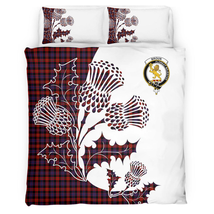 Broun Clan Badge Thistle White Bedding Set