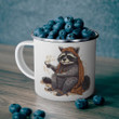 Fat little raccoon Enamel Mug,Coffee Cup, fat boy friends birthday gift husband home beer cup