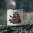 Fat little raccoon Enamel Mug,Coffee Cup, fat boy friends birthday gift husband home beer cup