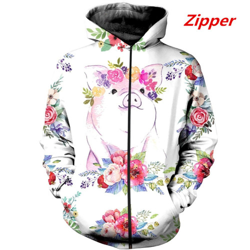 New Fashion Pig Clothes 3D Printed Men and Women Pullover Sweatshirt Casual Zipper Hoodies Jacket Tops