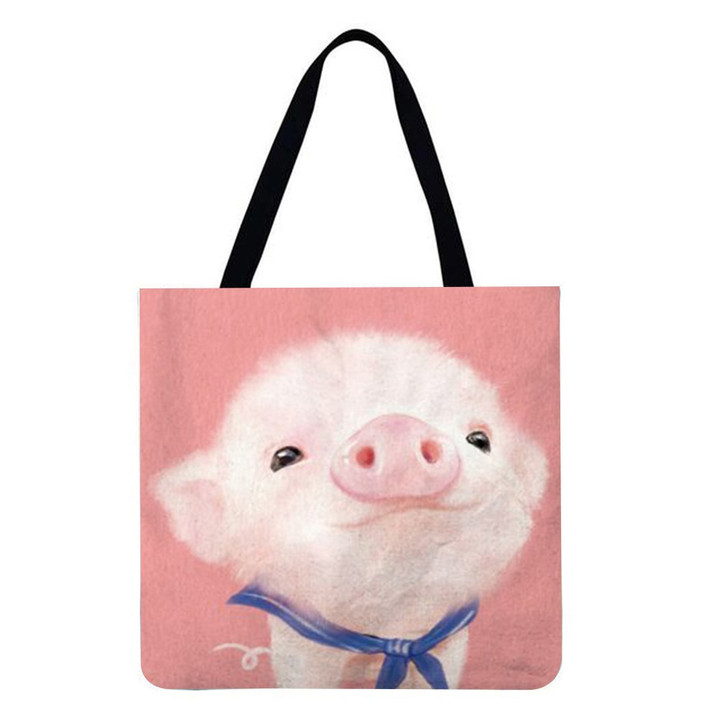 Cute Pink Pig Linen Shopping Bags