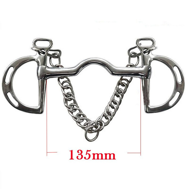 Equestrian Products Stainless Steel Horse Kimberwicke Bit Low Port Mouth Slotted Cheeks with Hooks & Curb Chain