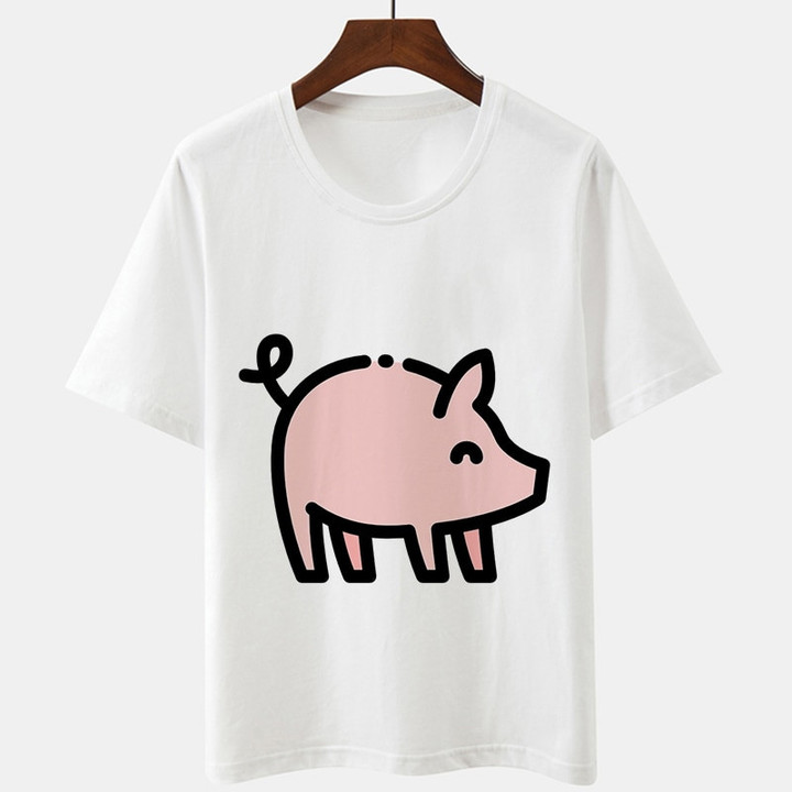 Kawaii Pig Print T-shirt